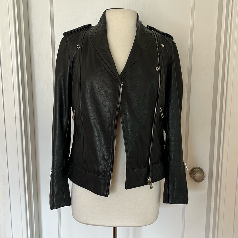 Zadig & Voltaire Loon Star Leather Motorcycle Jacket Medium